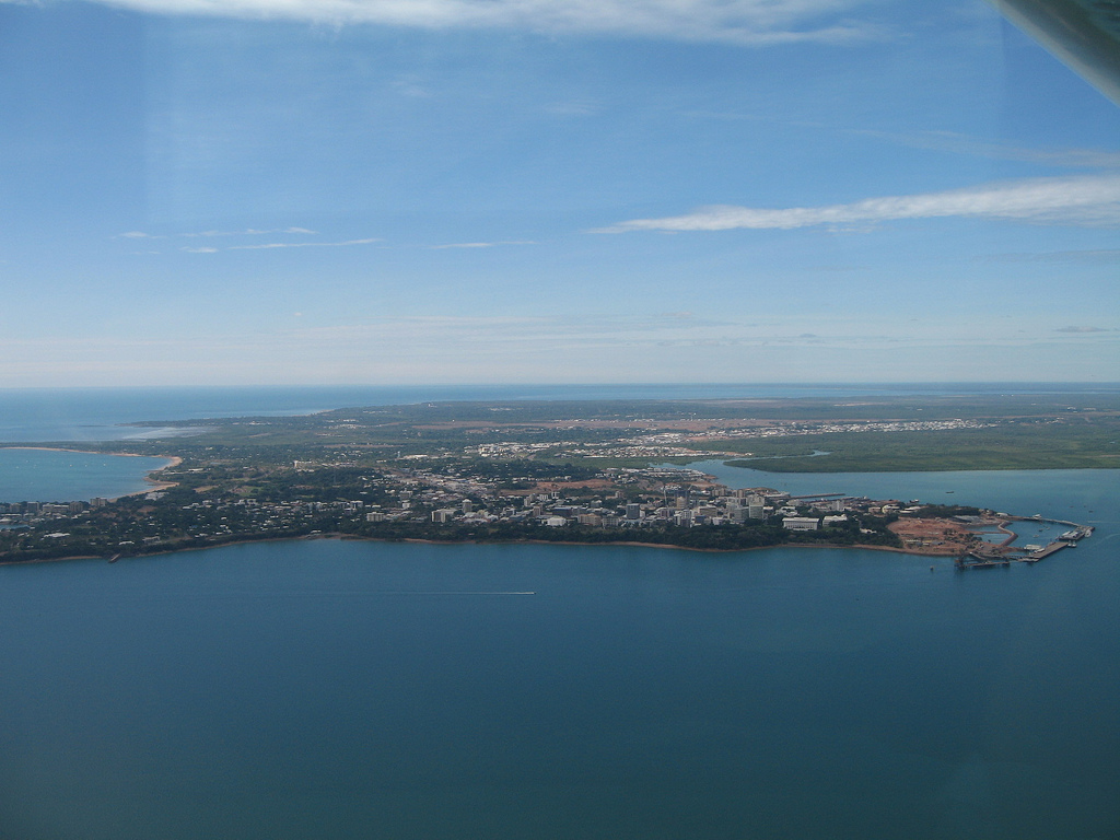 Aerial view of Darwin city and harbour
