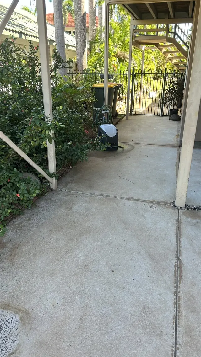Under-house walkway after pressure washing